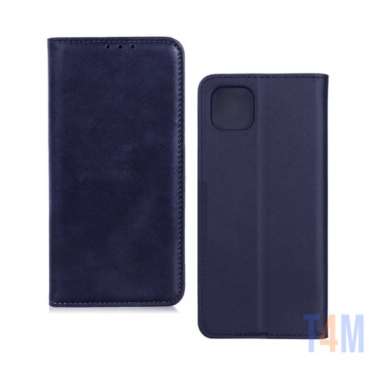 Funda Abatible de Cuero con Bolsillo Interno para Samsung Galaxy A22 5G Azul